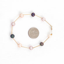 Load image into Gallery viewer, 14k Yellow Gold Twist Tube Multi-Color Pearl Bracelet