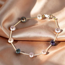 Load image into Gallery viewer, 14k Yellow Gold Twist Tube Multi-Color Pearl Bracelet
