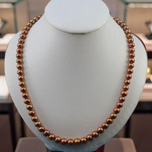 Load image into Gallery viewer, 6.5-7.5mm Chocolate Pearl Lobster Clasp Necklace