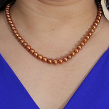 Load image into Gallery viewer, 6.5-7.5mm Chocolate Pearl Lobster Clasp Necklace