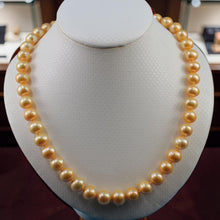 Load image into Gallery viewer, Golden Freshwater Cultured Pearl Hand-Knotted Necklace with Jumbo Spring Ring Clasp