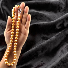 Load image into Gallery viewer, Golden Freshwater Cultured Pearl Hand-Knotted Necklace with Jumbo Spring Ring Clasp