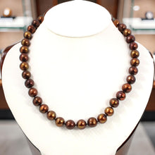 Load image into Gallery viewer, Chocolate Freshwater Cultured Pearl Necklace with 14K Yellow Gold Clasp
