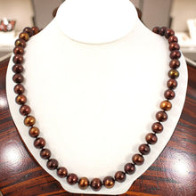 Load image into Gallery viewer, Chocolate Freshwater Cultured Pearl Necklace with 14K Yellow Gold Clasp