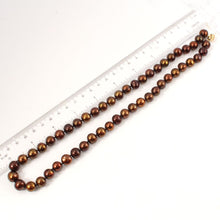 Load image into Gallery viewer, Chocolate Freshwater Cultured Pearl Necklace with 14K Yellow Gold Clasp
