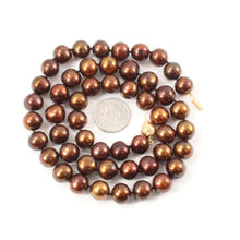Load image into Gallery viewer, Chocolate Freshwater Cultured Pearl Necklace with 14K Yellow Gold Clasp
