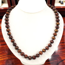 Load image into Gallery viewer, Chocolate Freshwater Cultured Pearl Necklace with 14K Yellow Gold Clasp