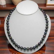Load image into Gallery viewer, Black Peacock Freshwater Cultured Pearl Hand-Knotted Necklace 14K Gold Clasp