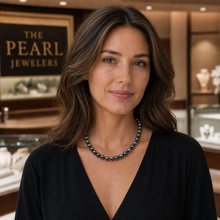 Load image into Gallery viewer, Black Peacock Freshwater Cultured Pearl Hand-Knotted Necklace 14K Gold Clasp