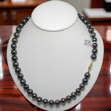 Load image into Gallery viewer, Black Peacock Freshwater Cultured Pearl Hand-Knotted Necklace 14K Gold Clasp