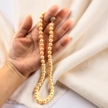 Load image into Gallery viewer, Golden Cultured Pearl Hand-Knotted Necklace with CZ Magnet Clasp