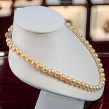 Load image into Gallery viewer, Golden Cultured Pearl Hand-Knotted Necklace with CZ Magnet Clasp