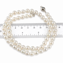 Load image into Gallery viewer, White Akoya Cultured Pearl Hand-Knotted Necklace with 925 Silver Clasp