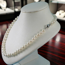 Load image into Gallery viewer, White Akoya Cultured Pearl Hand-Knotted Necklace with 925 Silver Clasp