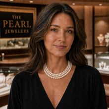 Load image into Gallery viewer, Triple Line Natural Peach Cultured Pearl Necklace with 14K Yellow Gold Clasp