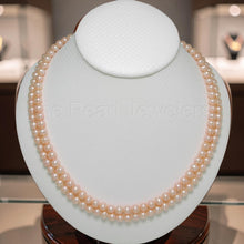 Load image into Gallery viewer, Double Strand Pink Cultured Pearl Necklace with .925 Silver Clasp (17")