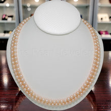 Load image into Gallery viewer, Double Strand Natural Pink Pearl Necklace with .925 Silver Clasp (18")