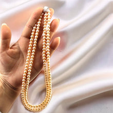 Load image into Gallery viewer, Double Strand Natural Pink Pearl Necklace with .925 Silver Clasp (18")