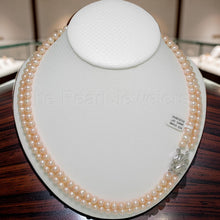 Load image into Gallery viewer, Double Strand Natural Pink Pearl Necklace with .925 Silver Clasp (18")