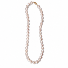 Load image into Gallery viewer, 14K Yellow Gold Clasp White Freshwater Pearl Hand-Knotted Necklace