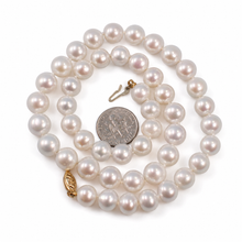 Load image into Gallery viewer, 14K Yellow Gold Clasp White Freshwater Pearl Hand-Knotted Necklace