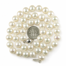 Load image into Gallery viewer, White Freshwater Pearl Hand-Knotted Necklace with 925 Silver Clasp