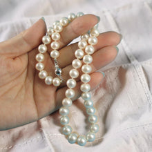 Load image into Gallery viewer, White Freshwater Pearl Hand-Knotted Necklace with 925 Silver Clasp
