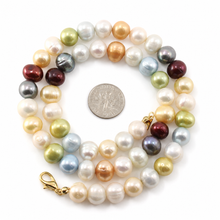 Load image into Gallery viewer, Multicolor Freshwater Pearl Strand Necklace with Alloy Gold-Plated Clasp
