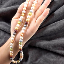 Load image into Gallery viewer, Multicolor Freshwater Pearl Strand Necklace with Alloy Gold-Plated Clasp