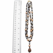 Load image into Gallery viewer, Double Strand Champagne Pearl &amp; Agate Necklace with Gold-Plated Clasp