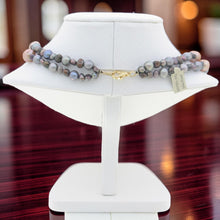 Load image into Gallery viewer, Double Strand Champagne Pearl &amp; Agate Necklace with Gold-Plated Clasp