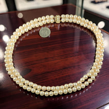 Load image into Gallery viewer, Double Strand Peach Cultured Pearl Necklace with 14K Yellow Gold Clasp