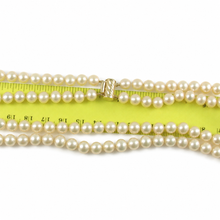 Load image into Gallery viewer, Double Strand Peach Cultured Pearl Necklace with 14K Yellow Gold Clasp