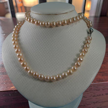 Load image into Gallery viewer, Natural Pink Freshwater Pearl Hand-Knotted Necklace with 925 Silver Clasp (28")