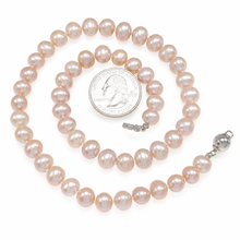 Load image into Gallery viewer, Natural Pink Pearl Hand-Knotted Necklace with 925 Silver Clasp (17.5")