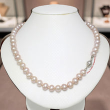Load image into Gallery viewer, Natural Pink Pearl Hand-Knotted Necklace with 925 Silver Clasp (17.5")