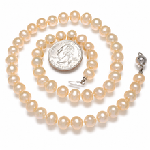 Load image into Gallery viewer, Peach Cultured Pearl Hand-Knotted Necklace with 925 Silver Clasp (17.5")
