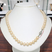 Load image into Gallery viewer, Peach Cultured Pearl Hand-Knotted Necklace with 925 Silver Clasp (17.5")