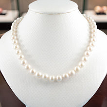 Load image into Gallery viewer, 14K Yellow Gold Clasp White Cultured Pearl Hand-Knotted Necklace