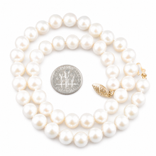 Load image into Gallery viewer, 14K Yellow Gold Clasp White Cultured Pearl Hand-Knotted Necklace