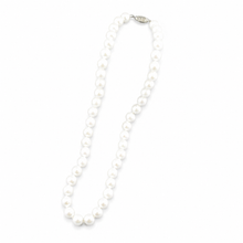 Load image into Gallery viewer, 14K Yellow Gold Clasp White Cultured Pearl Hand-Knotted Necklace