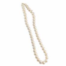 Load image into Gallery viewer, 14K Yellow Gold Clasp White Cultured Pearl Hand-Knotted Necklace