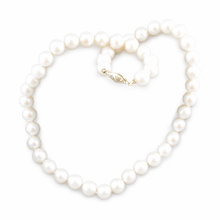 Load image into Gallery viewer, 14K Yellow Gold Clasp White Cultured Pearl Hand-Knotted Necklace