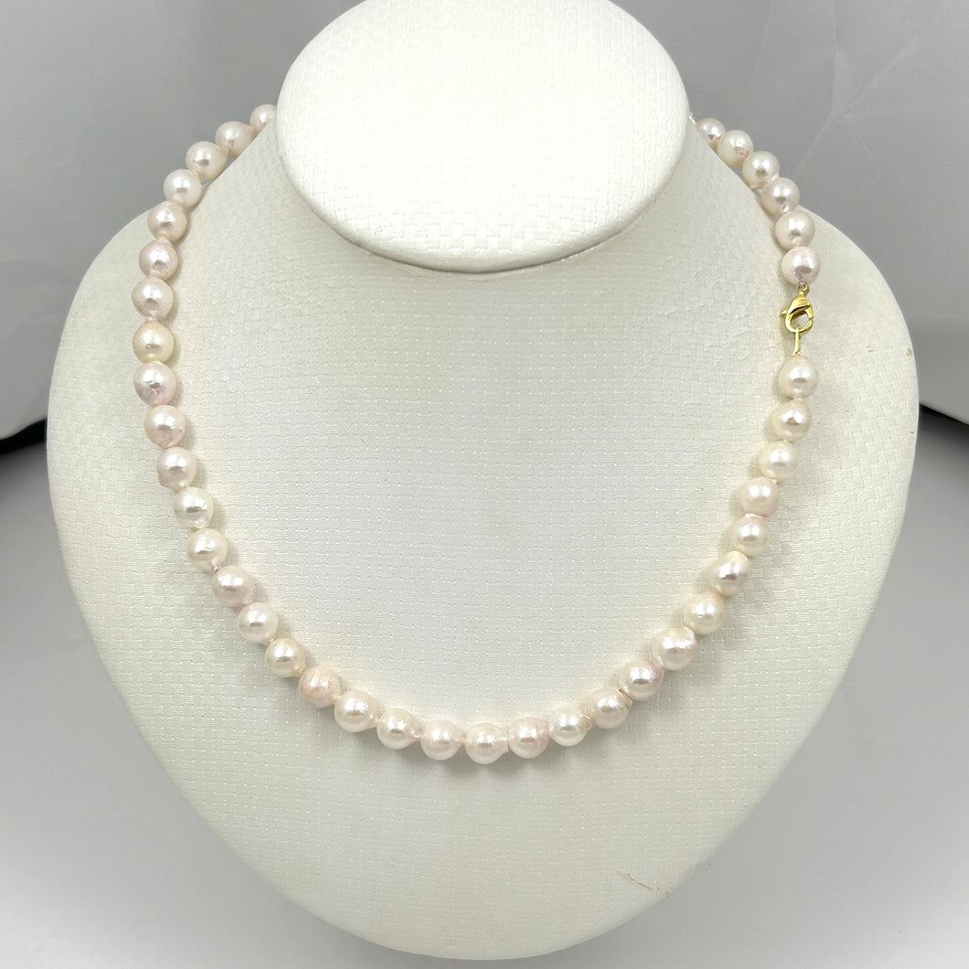 White Akoya Cultured Pearl Necklace with Gold-Plated Alloy Clasp