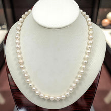 Load image into Gallery viewer, White Akoya Cultured Pearl Necklace with Gold-Plated Alloy Clasp