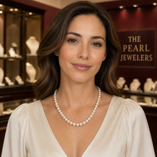 Load image into Gallery viewer, White Akoya Cultured Pearl Necklace with Gold-Plated Alloy Clasp