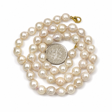 Load image into Gallery viewer, White Akoya Cultured Pearl Necklace with Gold-Plated Alloy Clasp
