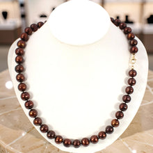 Load image into Gallery viewer, Chocolate Freshwater Cultured Pearl Necklace with 14K Yellow Gold Clasp