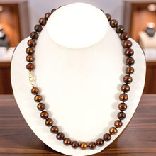 Load image into Gallery viewer, Chocolate Freshwater Cultured Pearl Necklace with 14K Yellow Gold Clasp