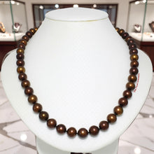 Load image into Gallery viewer, Chocolate Pearl Hand-Knotted Necklace with Sterling Silver Clasp
